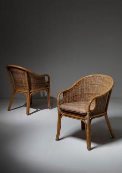 Compasso - Set of Four Italian 60s Wicker Armchairs