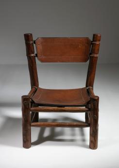 Compasso - Rare Leather and Chestnut Easy Chair by Longhi