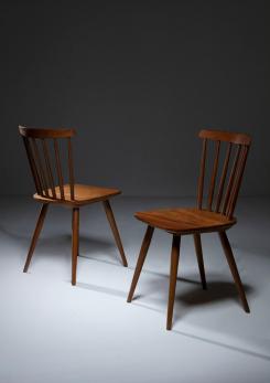 Compasso - Pair of Italian 50s Wood Chairs