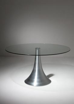 Compasso - Glass and Aluminum Table attributed to Mangiarotti for Baleri