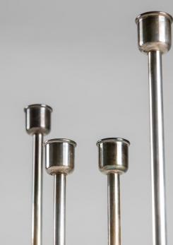 Compasso - Pair of Silver Plated Candleholder by Lino Sabattini Compasso - Pair of Silver Plated Candleholder by Lino Sabattini