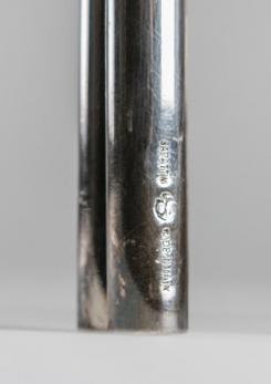 Compasso - Pair of Silver Plated Candleholder by Lino Sabattini Compasso - Pair of Silver Plated Candleholder by Lino Sabattini