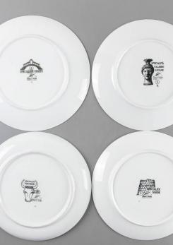 Compasso - Unique Set of 24 Dinner Plates by Piero Fornasetti