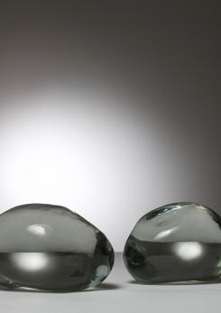 Compasso - Pair of Solid Glass Stones by Barbini
