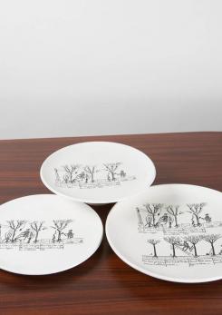 Compasso - Set of 9 Ceramic Plates by Enzo Bioli for Il Picchio