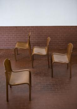 Compasso - Set of four Bartoli Mito plywood chairs for T70
