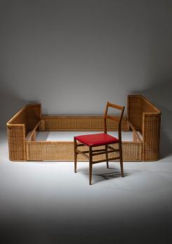 Compasso - Double Bed Wicker Frame by Adalberto Dal Lago for Germa