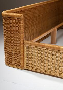 Compasso - Double Bed Wicker Frame by Adalberto Dal Lago for Germa Compasso - Double Bed Wicker Frame by Adalberto Dal Lago for Germa